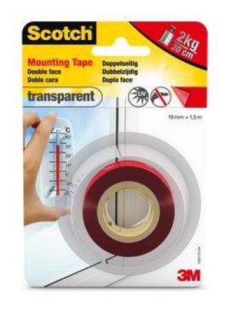Scotch® Transparent Mounting Tape Transparent 19 mm x 1.5 m 1 Roll