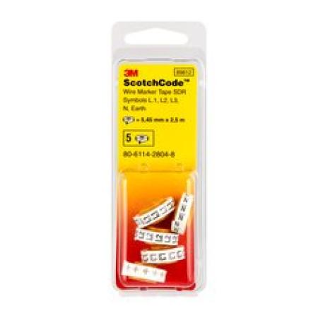 3M™ ScotchCode™ SDR-SYM Kabelmarkierer Nachfüllrollen, Symbole "L1", "L2", "L3", "N", "ERDE", 5er Box