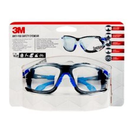 3M™ Solus™ 1000 Schutzbrille mit Antibeschlag-Beschichtung, blau/schwarz, transparent mit Tasche S1CB