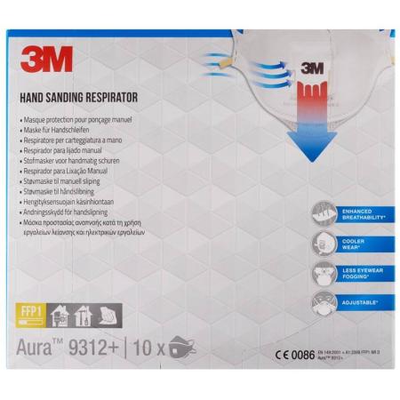 3M™ Aura™ Maske für Handschleifen 9312+, FFP1, mit Ventil, 10 pro Packung