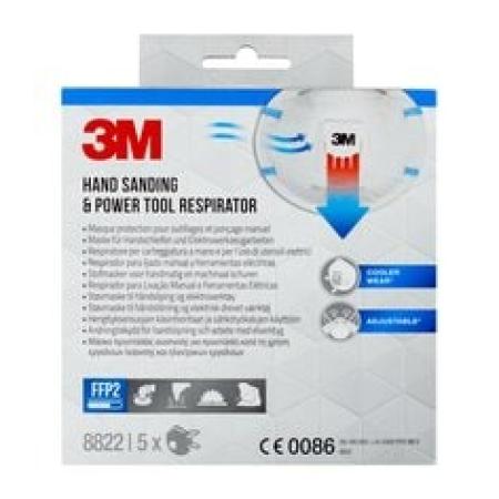 3M™ Maske für Hand- und Maschinenschleifen 8822, FFP2, mit Ventil, 5 pro Packung