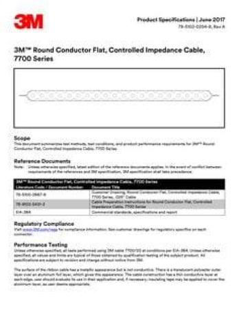 3M™  7700/14 Flachbandkabel mit kontrollierter Impedanz, 14-polig, Serie 7700, Massivleiter, 0,635 mm, Silber, 30,5 m/Rolle
