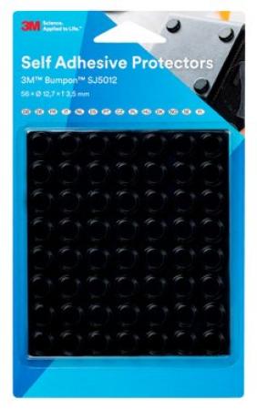 3M™ Bumpon™ SJ5012BL Elastikpuffer Mini-Pack, Schwarz, 56 Stück, 12,7 x 3,5 mm, Klebstoff Natur-Kautschuk R-30