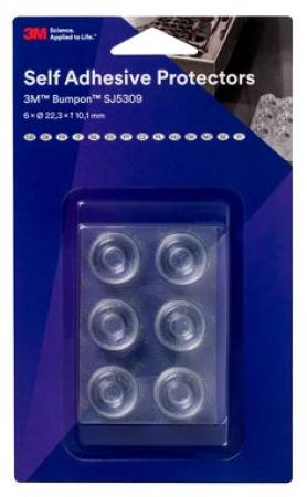 3M™ Bumpon™ SJ5309BL Elastikpuffer Mini-Pack, Transparent, 6 Stück, 22,3 x 10,1 mm, Klebstoff Acrylat A-20