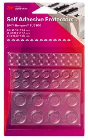 3M™ Bumpon™ SJ5300BL Elastikpuffer Mini-Pack (20x SJ5302, 14x SJ5312, 8x SJ5344), Transparent