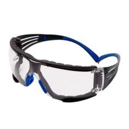 3M™ SecureFit™ 400 Schutzbrille, blau/grüne Bügel, Schaumrahmen, Scotchgard™ Anti-Fog-/Antikratz-Beschichtung (K&N), transparente Scheibe, SF401SGAF-BLU-F-EU