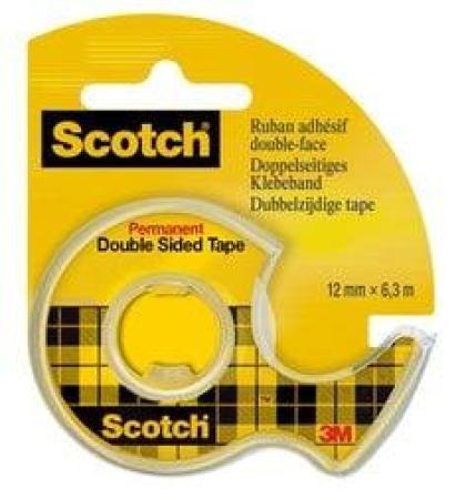 Scotch® Doppelseitiges Klebeband, im Handabroller 12 mm x 6,3 m