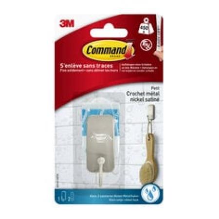 Command™ Metall-Haken Bad, schmal, Satin Nickel, 1 Haken, 25 Stips