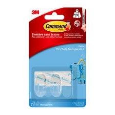 Command™ Haken, klein, transparent, mit transparenten Strips, 17092CLR