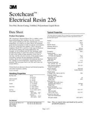 3M™ Scotchcast™ 226 Polyurethan-Flüssigharz, Schwarz, Teil A+B, 0,45 kg