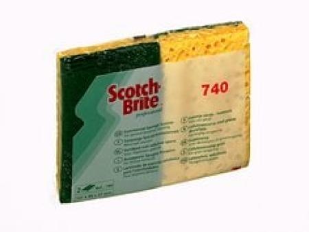 Scotch-Brite™ Cellulose-Schwamm 740, Grün / Beige, 131 mm x 88 mm, 10/ Packung, 24 Packung / Karton, 240 Stück / Karton