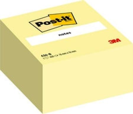 Post-it® Notes Würfel 636-B, Gelb, 76 mm x 76 mm, 450 Blatt/Block, 1 Block/Packung, 100% PEFC SGSCH-PEFC-COC-110078