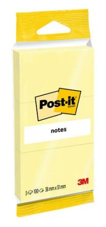 Post-it® Notes 6810GB, 38 x 51 mm, gelb, 3 Blöcke à 100 Blatt, 100% PEFC SGSCH-PEFC-COC-110078