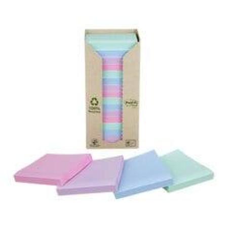 Post-it® Recycling Notes, farbig, 76 x 76 mm, 16 Blöcke à 100 Blatt