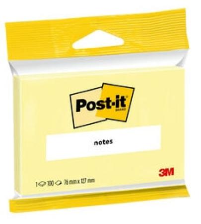 Post-it® Notes, Gelb, 76 mm x 127 mm, 100 Blatt/Block, 1 Block/Packung, 100% PEFC SGSCH-PEFC-COC-110078