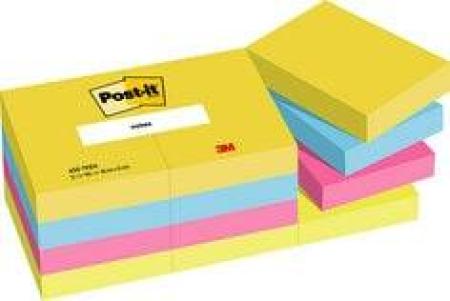 Post-it® Notes 653TFEN, 51 x 38 mm, neongrün, ultrablau, ultragelb, ultrapink, 12 Blöcke à 100 Blatt