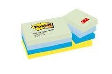 Post-it® Notes 653MTDR, 51 x 38 mm, himmelblau, neongelb, pastellgrün, retroblau, 12 Blöcke à 100 Blatt