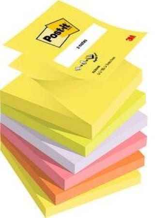 Post-it® Z-Notes, Neon-Regenbogenfarben, 76 x 76 mm, 6 Blöcke à 100 Blatt