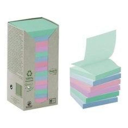 Post-it® Recycling Z-Notes, farbig, 76 x 76 mm, 16 Blöcke à 100 Blatt