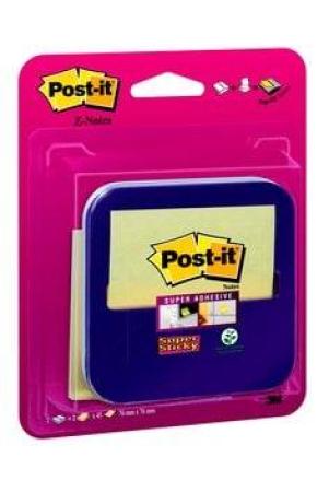 Post-it® Vorteilspack Super Sticky Z-Notes Spender + 2 Blöcke, gelb, 76 mm x 76 mm, 45 Blatt/Block