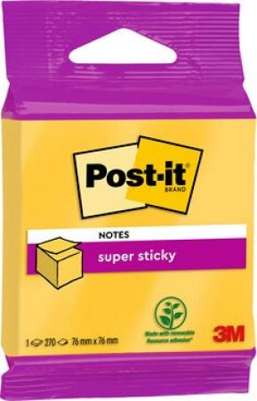 Post-it® Super Sticky Notes Würfel, Ultra Gelb, 76 mm x 76 mm, 270 Blatt/Block, 1 Block/Packung, 100% PEFC SGSCH-PEFC-COC-110078