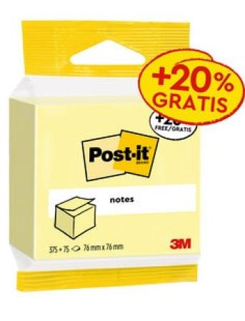 Post-it® Notes, Gelb, 76 mm x 76 mm, 450 Blatt/Block, 1 Block/Packung, 100% PEFC SGSCH-PEFC-COC-110078