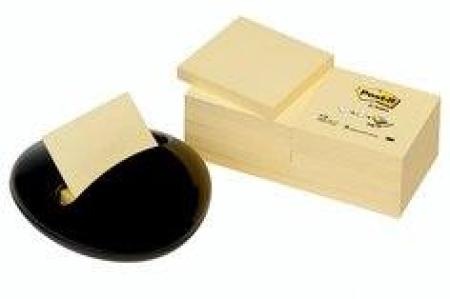 Post-it® Z-Notes Spender  PBL-B12Y, 128 x 45 x 135 mm, gelb, schwarz, 1 Z-Notes Spender inkl. 12 Blöcke Z-Notes à 100 Blatt