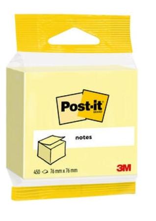 Post-it® Notes Würfel, Gelb, 76 mm x 76 mm, 450 Blatt/Block, 1 Block/Packung, 100% PEFC SGSCH-PEFC-COC-110078