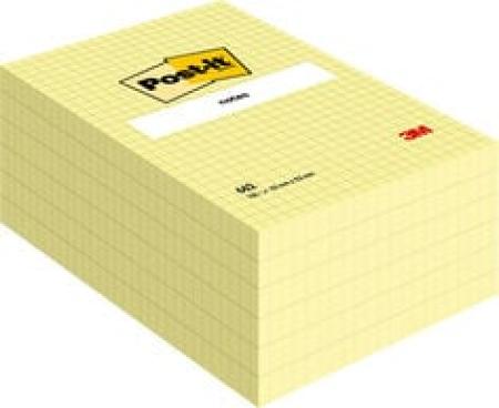 Post-it® Notes im Großformat, Gelb, Raster, 101 mm x 152 mm, 100 Blatt/Block, 6 Blöcke/Packung, 100% PEFC SGSCH-PEFC-COC-110078