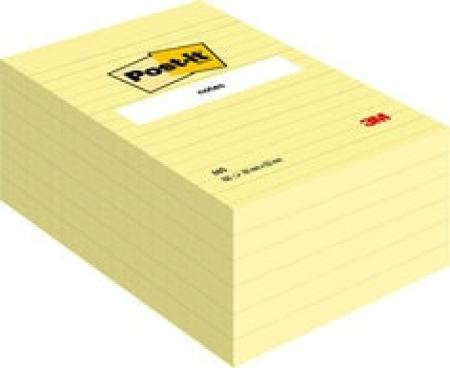 Post-it® Notes im Großformat, Gelb, Liniert, 101 mm x 152 mm, 100 Blatt/Block, 6 Blöcke/Packung, 100% PEFC SGSCH-PEFC-COC-110078