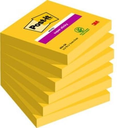 Post-it® Super Sticky Notes, Ultra-Farben, 76 mm x 76 mm, 90 Blatt/Block, 6 Blöcke/Packung, 100% PEFC SGSCH-PEFC-COC-110078