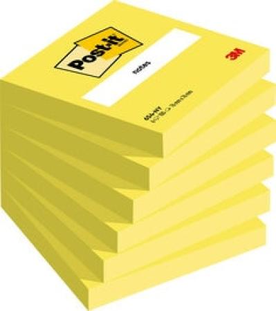 Post-it® Notes, Neongelb, 76 mm x 76 mm, 100 Blatt/Block, 6 Blöcke/Packung, 100% PEFC SGSCH-PEFC-COC-110078