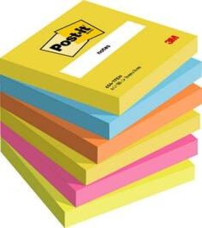 Post-it® Notes 654-TFEN, Energetic Collection, 76 mm x 76 mm, 100 Blatt/Block, 6 Blöcke/Packung