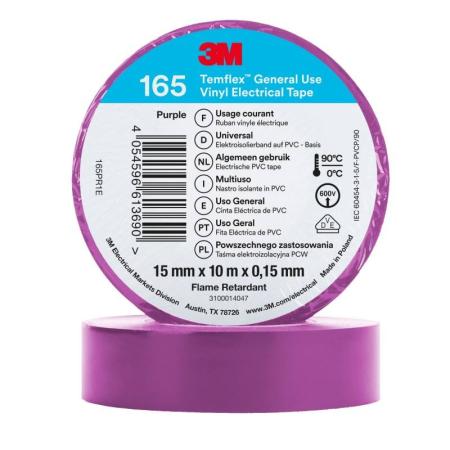3M™ Temflex™ Vinyl-Isolierband 165, Violett, 15 mm x 10 m