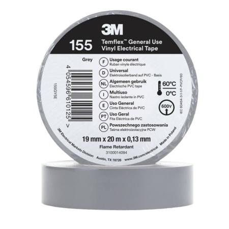 3M™ Temflex™ Vinyl-Isolierband 155, Grau, 19 mm x 20 m