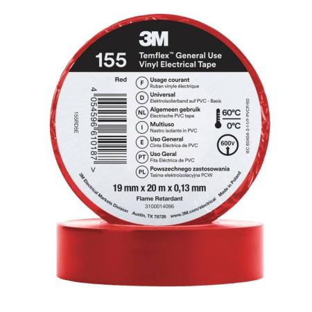 3M™ Temflex™ Vinyl-Isolierband 155, Rot, 19 mm x 20 m