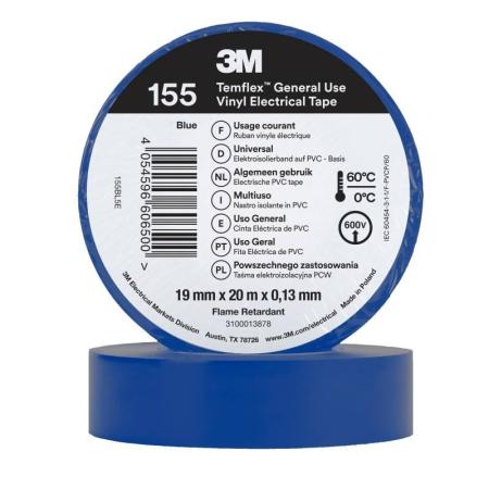 3M™ Temflex™ Vinyl-Isolierband 155, Blau, 19 mm x 20 m