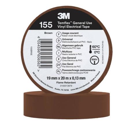 3M™ Temflex™ Vinyl-Isolierband 155, Baun, 19 mm x 20 m