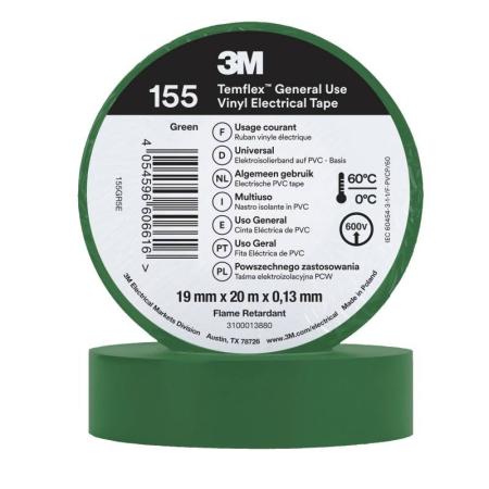 3M™ Temflex™ Vinyl-Isolierband 155, Grün, 19 mm x 20 m