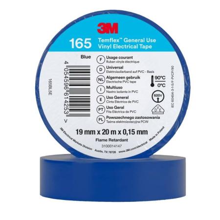 3M™ Temflex™ Vinyl-Isolierband 165, Blau, 19 mm x 20 m