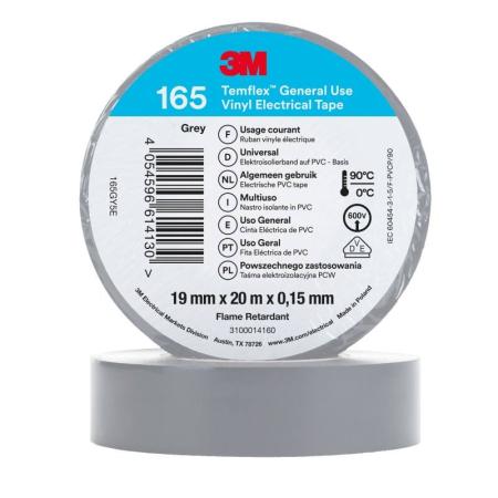 3M™ Temflex™ Vinyl-Isolierband 165, Grau, 19 mm x 20 m