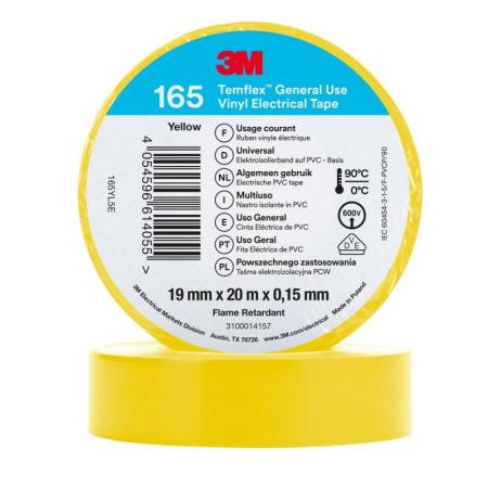 3M™ Temflex™ Vinyl-Isolierband 165, Gelb, 19 mm x 20 m