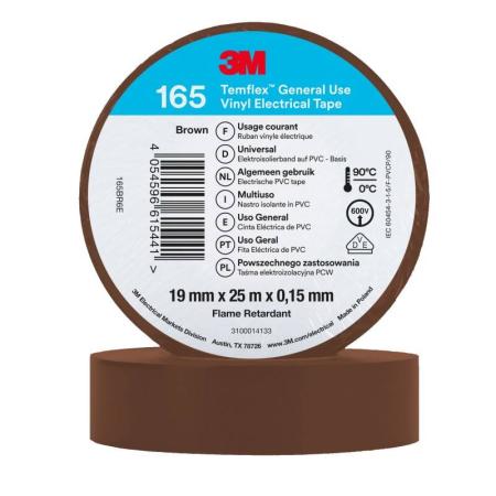 3M™ Temflex™ Vinyl-Isolierband 165, Baun, 19 mm x 25 m