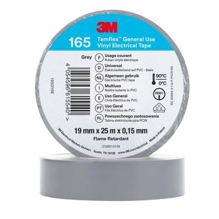 3M™ Temflex™ Vinyl-Isolierband 165, Grau, 19 mm x 25 m