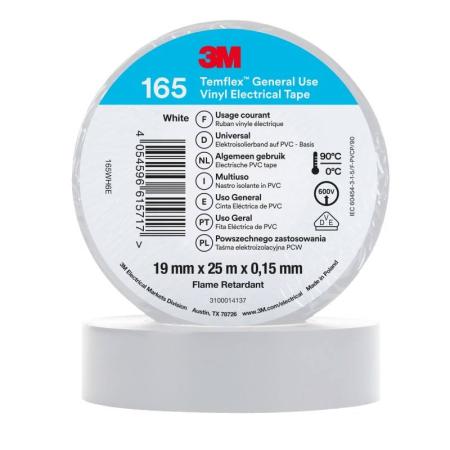 3M™ Temflex™ Vinyl-Isolierband 165, Weiß, 19 mm x 25 m