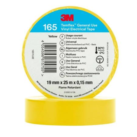 3M™ Temflex™ Vinyl-Isolierband 165, Gelb, 19 mm x 25 m