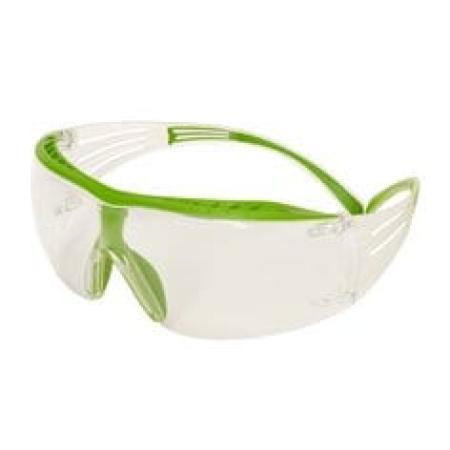 3M™ SecureFit™ 400X Schutzbrille, grün/transparente Bügel, Scotchgard™ Anti-Fog-/Antikratz-Beschichtung (K&N), transparente Scheibe, SF401XSGAF-GRN-EU, 20 pro Packung