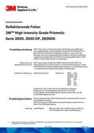 3M™ High Intensity Prismatic Reflexfolie SEM 3930, Weiß, 1016 mm x 45,7 m