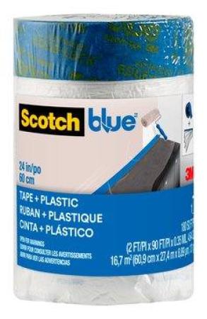 ScotchBlue™ Malerabdeckfolie mit Klebeband Nachfüllrolle PT2093EL-24, 60,9 cm x 27,4 m (16,7 m2), 1 Rolle/Packung
