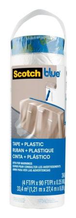 ScotchBlue™ Malerabdeckfolie mit Klebeband Nachfüllrolle PT2093EL-48, 1,21 m x 27,4 m (33,4 m2), 1 Rolle/Packung